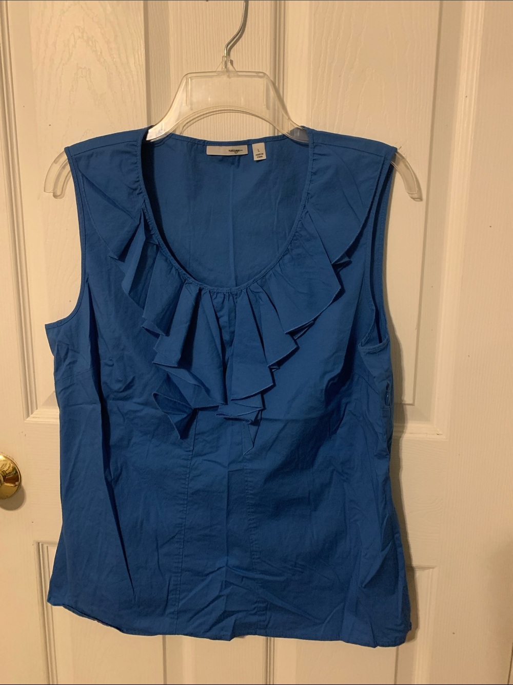 Halogen Blue Ruffle Sleeveless Blouse  - size L